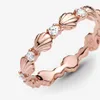 Nuovo arrivo 100% argento sterling 925 oro rosa scintillante anello a fascia conchiglia per le donne anelli di fidanzamento di nozze gioielli di moda