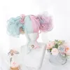 Cosplaymix 57CM Lolita Makaron Color Pink Mixed Mint Green Blue Ombre Long Curly Bangs Cute Synthetic Buns Cosplay Wig