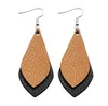 Leather ear ring set teardrop petals leaf leather pendant earrings female girl fashion elegant