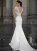 2020 robes de mariée sirène bohème dentelle col en V à manches courtes étage long élégant pays Boho plage robes de mariée robes de mariée
