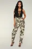 Summer Women's Ladies Camo Cargo High Waist Pants Casual Loose Military Combat Camouflage Jeans Pencil Army Green 1iwc