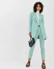 2020 New Arrival Sky Blue Women's Business Suit Female Office Uniform Ladies Formal Pants Suit Double Breasted Women's Tuxedo