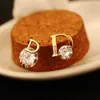 New Fashion Zircon Ladies Asymmetric Stud Earrings 18k Gold Plated Brand Jewelry High Quality Luxury Temperament Female Valentines Day Gift