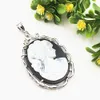 HOPEARL Jewelry Vintage Pendant Natural Mother of Pearl Shell Beauty Oval Pendants Charms Cameo 6 Pieces