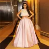 Fashion Two Pieces High Waist Prom Dress Ball Gowns Crop Top Pleated Bottoms Lady Graduation Sister Party Wear Maxi Gowns Vestidos de Festa
