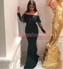 Moda Długi rękaw Mermaid Hunter Suknia Wieczorowa Arabska Illusion Bodice Prom Suknia Party Plus Rozmiar Specjalne okazje Robe de Soiree Formalne