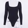 Tute aderenti lavorate a maglia con collo quadrato Tute da donna Pagliaccetto sexy Solido elastico Nero Backless Slim Body aderenti Tute Top 2019199h