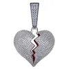 Hip Hop Iced Out Broken Heart Necklace Hanger Iced Out Out Full Zirkoon Goud Verzilverd Heren Hip Hop Sieraden Gift