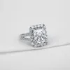 100 ٪ Natural 925 Sterling Silver Ring Square 8 10mm CZ Diamond Gedning Learing Home Gine Jewelry Gift for Women XR084229Y