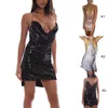 2020 Lato Kobiety Sexy Dress Bez Rękawów Kobiety Cekin Sukienka Party Night Club Dress Metal Diamond Chain Sling Odzież