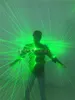 Moda verde Laserman Suit LED Vest Luminous Colete Vermelho de laser verde vidros Laser Man traje roupa para o show Partido Laser