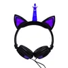 Funny Kids Headphone Led Light headset Unicorn Headphones Girl Cartoon Gamer PC fone de ouvido dobrável Música Jogos Overear Headset Auriculares