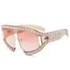 2019 übergroße Perle Halbrahmen Sonnenbrille Frauen Große Marke Designer Elegante Damen Sonnenbrille Für Weibliche Klare Farbverlauf Shades UV9469625