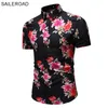 SAILEROAD 2019 Fashion Flower Shirt Men Stampa magliette hawaiane slim fit camisa floreale mascolina camicie a maniche corte estate tops2571