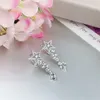 Vecalon Elegant Star Flower Shape Dangle Earring 5a CZ Sterling Sier Party Wedding Drop Earrings for Women Jewelry Gift