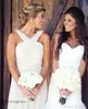 2019 дешевые удивительные высокое качество простое белое платье невесты шифон длинная свадьба партия гостевая горничная честь платья плюс размер на заказ