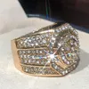 Partihandel-New Big Round Puffed Marine Micro Paved CZ Ring Hip Hop Rock Style Full Bling Iced Out Cubic Zircon Ring Luxury Smycken Gift