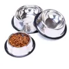 Rostfritt stål Hundkattskålar Splash-Proof Pet Food Water Mater för hundvalp Katter Husdjur Tillbehör Foderdiskar YQ00981