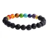 Bracelet de perles de lave de yoga 7 pierres précieuses hommes et femmes bracelet de diffusion d'huile essentielle d'aromathérapie 8mm perles élastiques de yoga en pierre naturelle