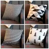 Black White Lattice Linen Pillow Cover 18*18inch Home Office Sofa Square Pillow Case Decorative Pillow Cushion Covers Pillowcases DBC BH3541