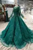 Zuhair Murad 2020 Evening Dresses Lace 3D Appliques Beads Prom Gowns Long Sleeves Lace-up Back Sweep Trian Special Occasion Dress