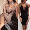 새로운 여성 섹시한 칵테일 클럽 드레스 붕대 Bodycon 민소매 V 넥 파티 짧은 미니 드레스를 잘라냅니다.