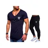 Sommer Zwei Stücke T Shirts + Hosen Anzug Männer Baumwolle Tops Tees Mode T-shirt Hohe Qualität Sportbekleidung 2 Sets C19041901