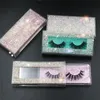 NEUE Rechteck mit Diamanten Acryl Falsche Wimpern Verpackung Box Nerz Wimpern Boxen Faux Cils Transparente Kunststoff Box mit Tablett