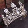 Lyxguldkristallpärlor Brudtiaror och kronor tårtrop Rhinestone Diadem Headpiece Hair Jewelry Wedding Hair Accessories325s