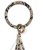Nyckelring armband tofs klassiker leopard print tiger tofsels hängande armband överdriven stor runda nyckelring handleden band nyckel kedjor m010
