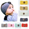 New Baby Girls Fashion Wool Crochet Headband Knit Hairband With Button Decor Winter Newborn Infant Ear Warmer Head Headwrap 13 Colors M570