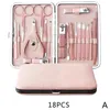 Zestawy do paznokci Pink Pedicure Manicure Zestaw narzędzi Clippers Zestaw narzędzia dla dziewcząt Plik igły Acne Pile Trimmer Brwi nożyczki