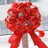 Большой Шелковый Роскошные розы с диаметром атласной лентой Свадебные букеты для невесты Bridesmaid 20см Свадьба руки Холдинг цветок