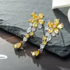 Fashion- cubic zirconia flower earings for women brand jewelry wedding stud earring sterling silver 925 earrings