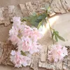 5ピース/ロット人工シルクの花6頭ハイジャアジサイの背景壁の結婚式の装飾家の装飾ハイドアジサイ偽の花の花輪