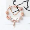 2019 New Rose Gold Charm Bracelets Charms Crystal Key Knowant for Women Original Diy Jewelry Fit European Charm Women Gift