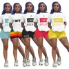 Summer Women Shorts Tracksuit I Can't Breath Letter Print Two Piece Suit Short Sleeve T-shirt T Shirt + Shorts Outfits Girls Streetwear S-3X