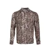 Fashion Trend Men's Long Sleeve Button Shirt Tops Slim Fit Unique Stylish Snake Skin Pattern Shirts Pre-fall Clothes278q