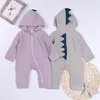 Newborn Baby Rompers Ново рожденные Детские Одежда Динозавр Капюшон Комбинезон Настройки с длинным рукавом Девушки с капюшоном Bodysuits Kka7830