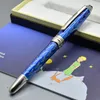 Högkvalitativ petit Prince Blue Rollerball Ballpoint Pennor Stationery Office School Söt snidande metallharts Skrivar Ink Gift Pen3013