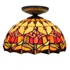 12 inch bloem gebrandschilderd glas Tiffany stijl plafondlamp lamp mediterrane retro lampen indoor decoratieve hanglampen