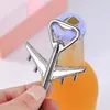 Creatieve vliegtuigen sleutelhanger fles opener zilveren vliegtuig sleutelhanger bier bruiloft gunst party gift sleutelhanger