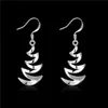 Boucles d'oreilles Crescent Bay en argent sterling plaqué DJSE203 taille 4.3CM * 1.5CM; plaque en argent 925 pour femme Dangle Chandelier bijoux boucle d'oreille