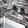 Miscelatore per lavabo a parete in ottone massiccio Rubinetto per bagno in ottone massiccio cromato oro nero Maniglia singola Miscelatore acqua a parete