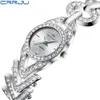 Women Watches Crrju Relloj Mujer Classic Fashion Bling Diamond Bracelets Avanador de pulso para mulheres Relógio de aço inoxidável