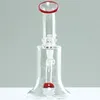 20 cm de haut vert vase rouge fumer des conduites d'eau 14,4 mm joint avec bol méduse percolateur deux fonctions narguilés en verre plates-formes pétrolières bongs en verre