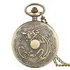 Bronze Steampunk rétro maléfique Dragon feu motif Quartz montre de poche collier pendentif chaîne hommes femmes cadeau d'anniversaire