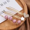 European and USA Hot Selling Fashion Women Hairpins Colorful Pearl Crystal Heart Star Shaped Hair Clips Accessories