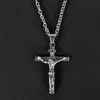 U7 Crucifix Croix Pendentif Collier Bracelet Or/Noir Pistolet Plaqué/Acier Inoxydable Mode Bijoux Religieux pour Femmes/Hommes Foi Collier