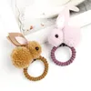 Filles mignon boule pompons lapin cheveux cravate bandes Clips enfants fil Pom Pom lapin élastique cheveux anneau support pour enfants B11